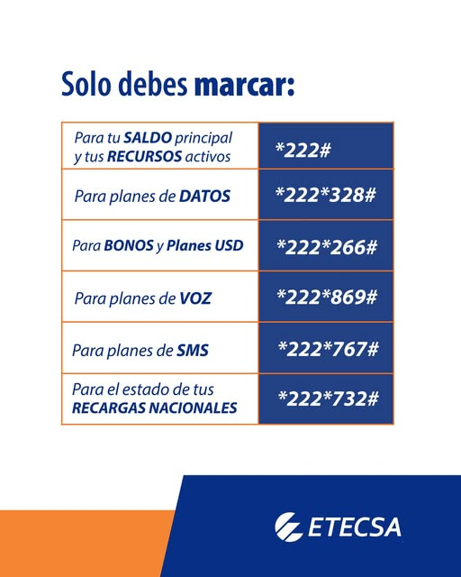 #EtecsaTeAcompaña  mostramos cómo hacer consultas de manera rápida y sencilla 📷 Accede a través de los códigos USSD en tu teléfono 📷 ¡Sin complicaciones, al instante!#EtecsaConCuba