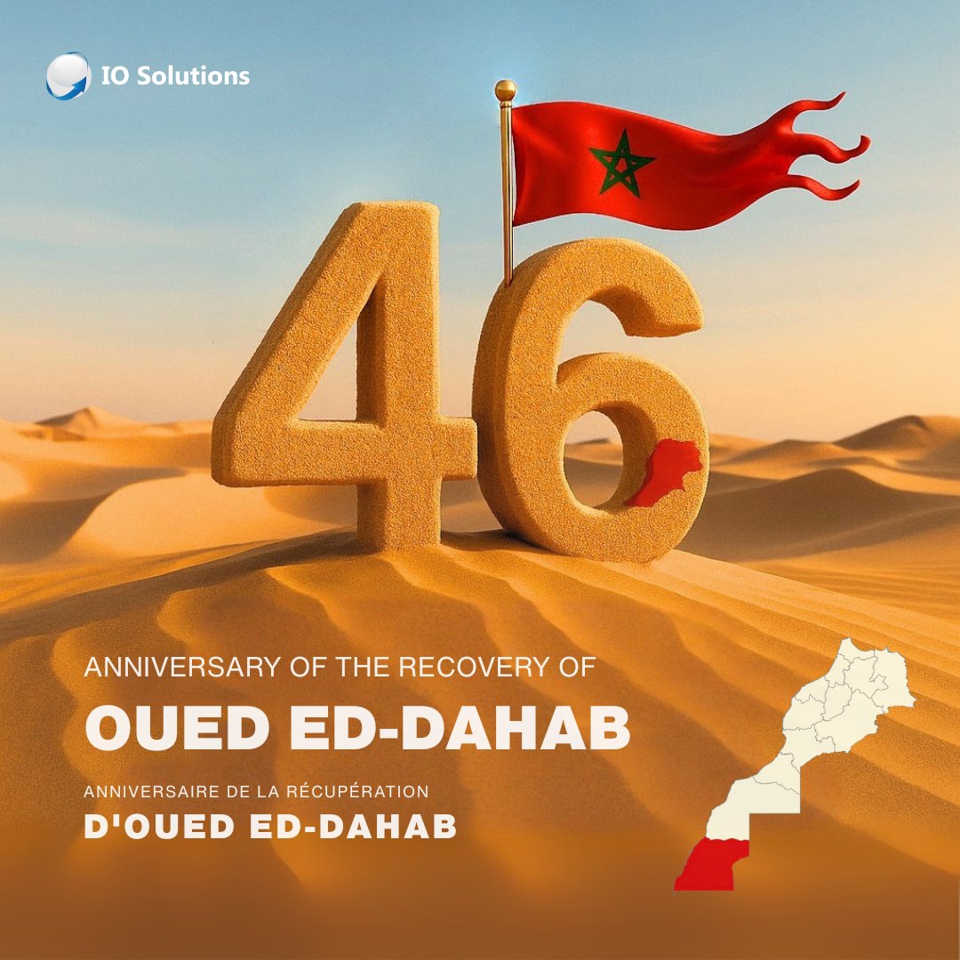 iosolutionsca's tweet image. 🎉 Oued EdDahab Recovery Day 🎉

📌 Did you know?
On August 14, 1979, local leaders pledged allegiance to King Hassan II, marking the return of Oued Ed-Dahab to Morocco and reaffirming national unity.

🇲🇦 Vive le Maroc • عاش المغرب • Long live Morocco

#MoroccanSahara #Dakhla