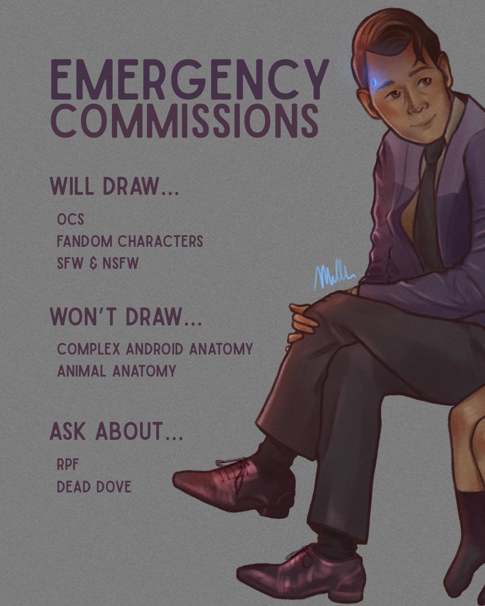 WE ARE MOVING in 6 weeks to scotland!! 🏴󠁧󠁢󠁳󠁣󠁴󠁿🏴󠁧󠁢󠁳󠁣󠁴󠁿🏴󠁧󠁢󠁳󠁣󠁴󠁿 commission funds will help make the move smoother as well as help us get settled. i am flexible on pricing, just DM me.

if you can’t/don’t want a comm, you can donate a few dollars to my kofi for support!  ko-fi.com/millsdroid