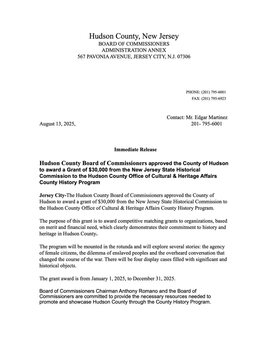 New Press Releases via the Hudson County board of commissioners are now available!
#hudsoncounty #HCCommissioners #nj #pressrelease #news #localbusiness