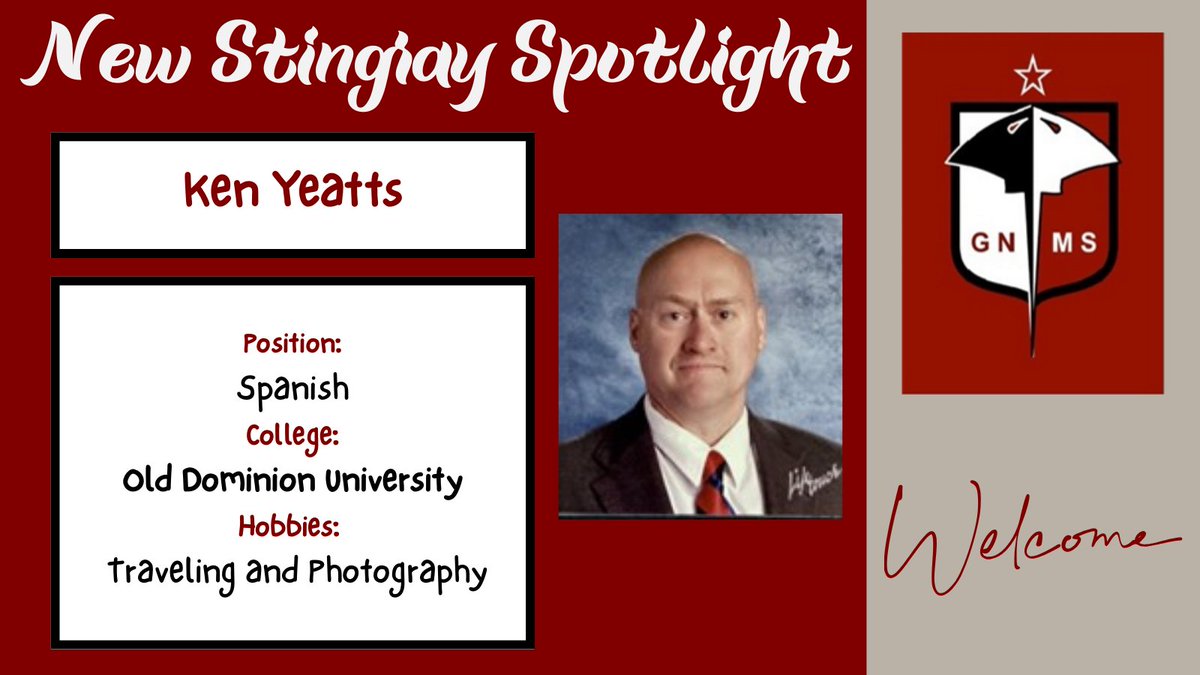 A huge WELCOME BACK to Mr. Yeatts, the newest addition to our world languages department.