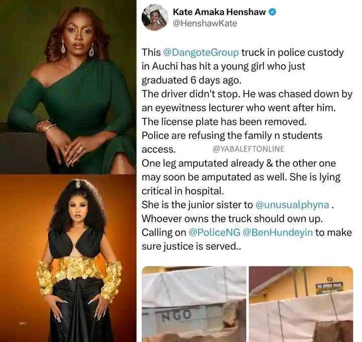 XpatEblog's tweet image. Actress Kate Henshaw seeks justice for Phyna's sister, who lost a leg in a truck accident six days after graduating.

#xpateblog #katehenshaw #dangoterefinery #bbnaijaupdates