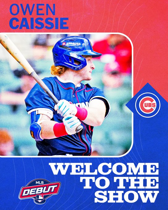 OWEN CAISSIE
Photo of Owen Caissie
CUBS LOGO
MLB DEBUT PATCH
WELCOME TO THE SHOW