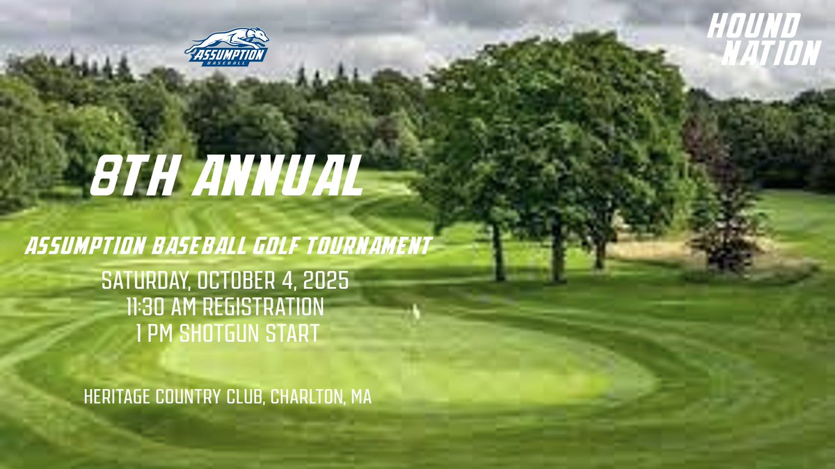 AssumptionBASE's tweet image. 🚨🚨Save the Date!!!🚨🚨

The 8th Annual Assumption Baseball Golf Tournament is set for Saturday, October 4th at 1 pm at Heritage Country Club!

Link to follow shortly!