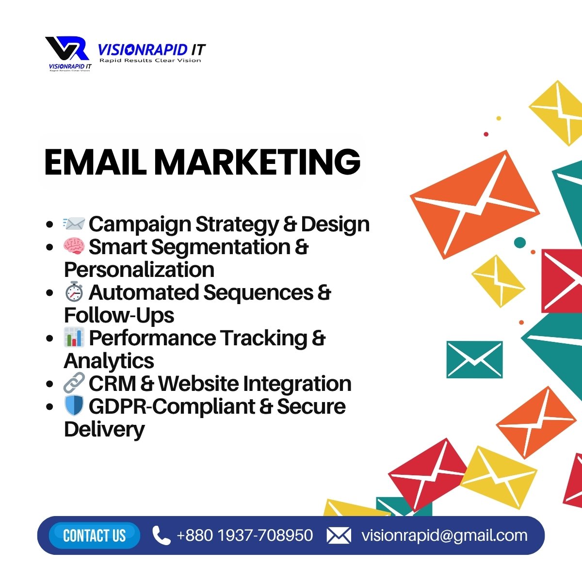 Visionrapidit's tweet photo. 🚀 Vision Rapid – Email Marketing That Converts
✅ Strategy &amp; Personalization
✅ Automation &amp; Follow-Ups
✅ Analytics &amp; CRM Integration
✅ GDPR-Compliant Delivery
📊 FREE First Audit
📞 +8801937-708950 | 📧 visionrapid@gmail.com https://t.co/btzTj0iSdw