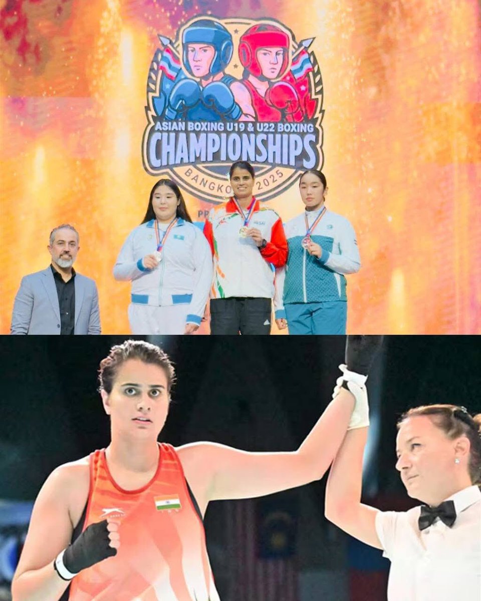 AshokKumar_IPS's tweet image. 🏆 Gold for India!
Ritika Dahiya of MNSS Rai wins the only 🇮🇳 gold at the U-22 Asian Boxing Championship 2025, Bangkok.
A proud moment for Haryana & the nation—her grit, skill & spirit inspire young athletes across India. 🥊💪
#RitikaDahiya #IndianBoxing #HaryanaPride