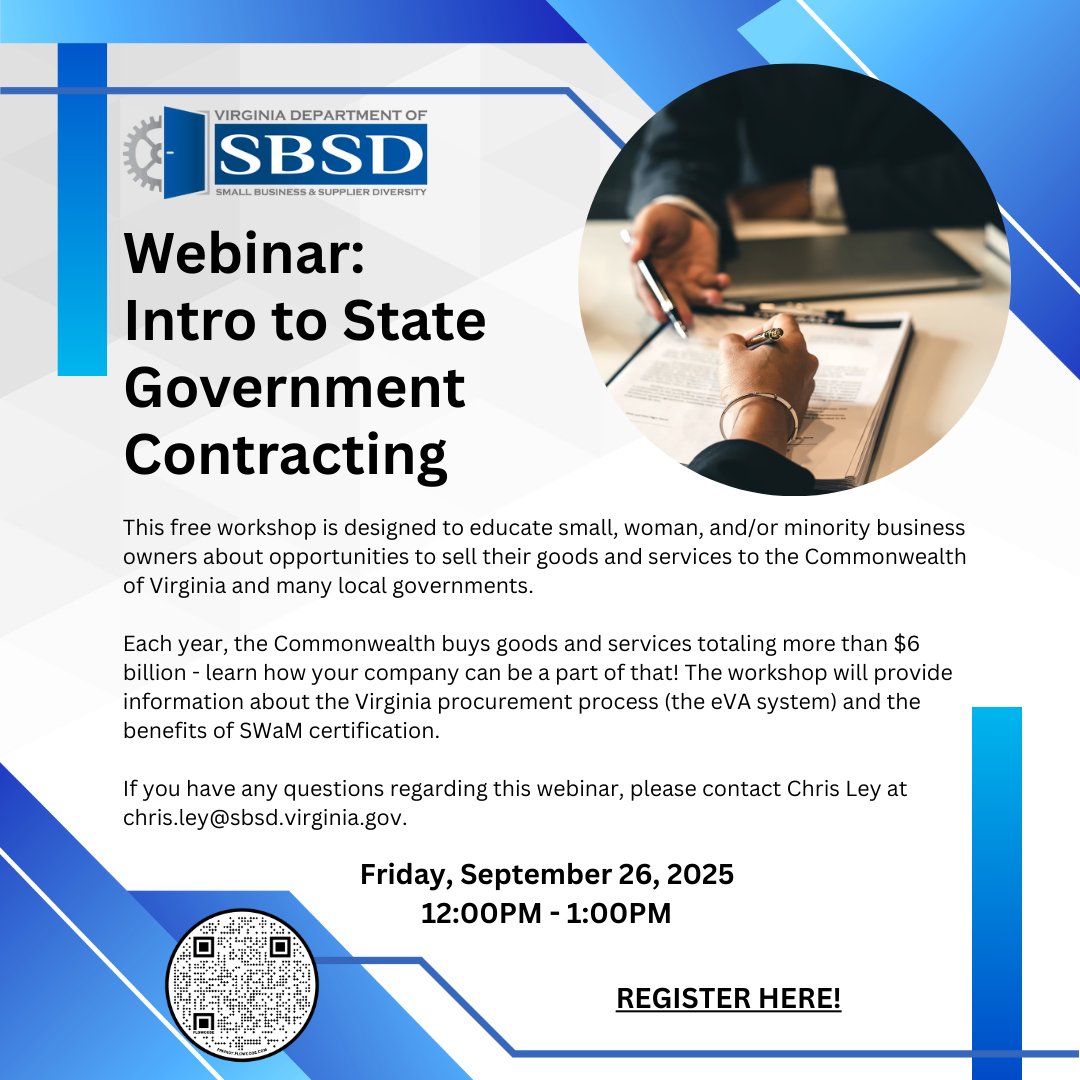 VA Dept. of Small Business and Supplier Diversity (@virginiasbsd) on Twitter photo Sign up today at conta.cc/4ozw8tF Sign up today at conta.cc/4ozw8tF