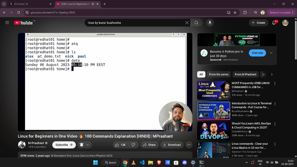 deep_codess's tweet image. I’m happy to share that I have completed my Linux Fundamentals through Kunal’s DevOps Bootcamp and M Prashant’s Linux videos. I sincerely thank both of them for providing such clear, informative, and beginner-friendly content.
 @kunalstwt  and Prashant....