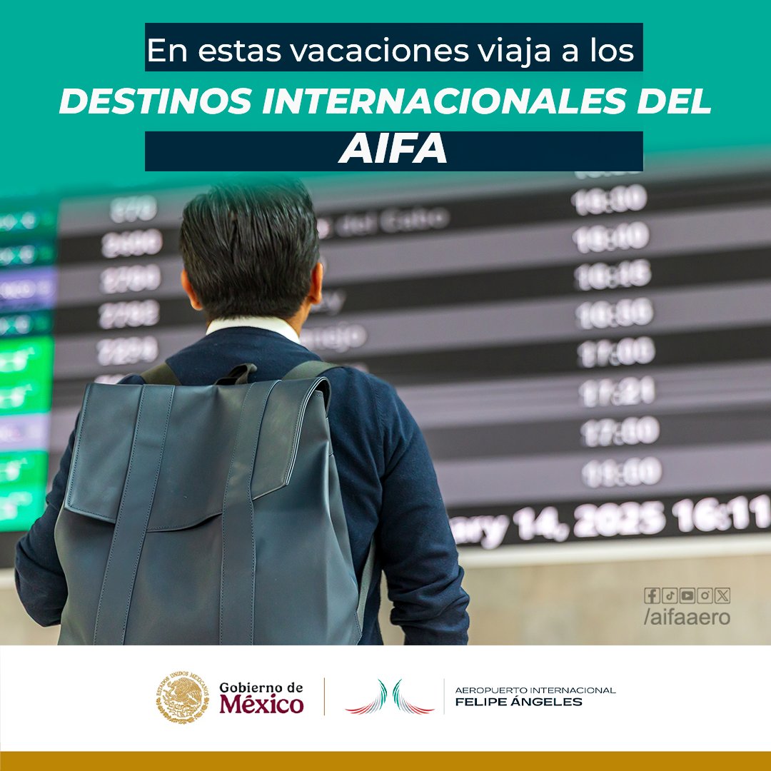 aifaaero's tweet photo. Desde el #AIFA, el mundo está más cerca de lo que imaginas.
Descubre algunos destinos internacionales a los que ya puedes volar desde aquí.
#AIFA #DestinosInternacionales #ExploraElMundo https://t.co/dXuERBCaiN