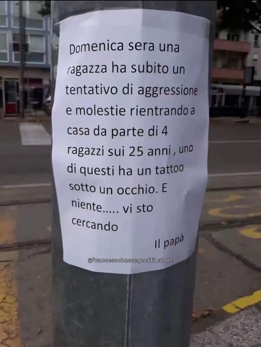 “Torino, 15enne molestata.”
Il papà ha scritto un appello non molto velato ad uno degli aggressori.

Poi se ci facciamo giustizia da soli perché non siamo tutelati abbastanza, passiamo dalla parte del torto!

Qui è tutto al rovescio!