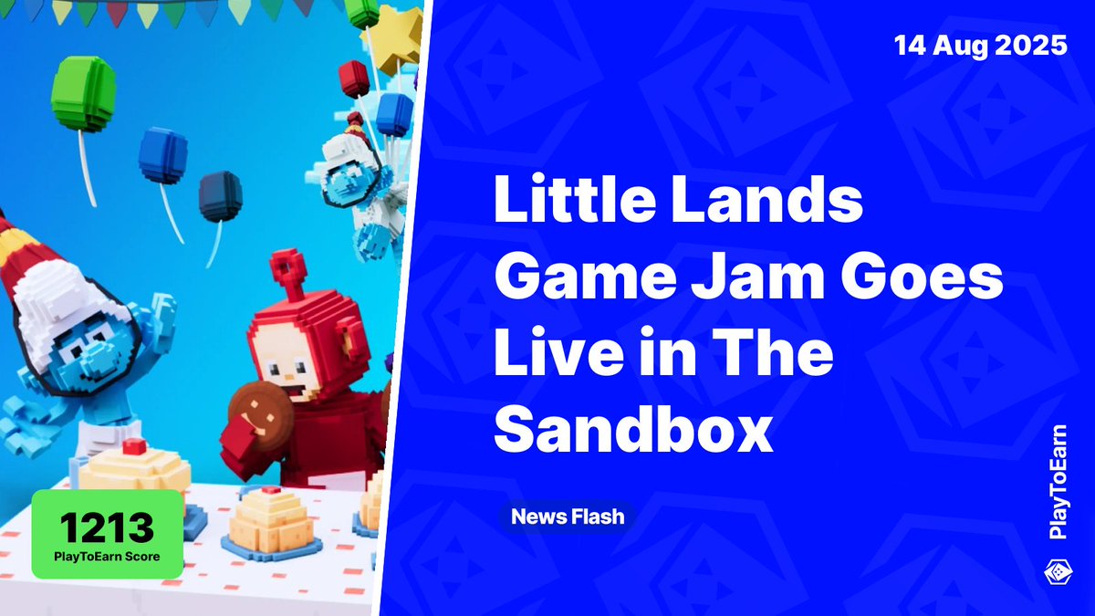 PlayToEarn (@playtoearn) on Twitter photo Little Lands Game Jam Goes Live in The Sandbox With Smurfs and Teletubbies ๐
PlayToEarn Score: 1213 ๐
๐ ๏ธJoin <a href="/TheSandboxGame/">The Sandbox</a> Little Lands Game Jam and build games with deeper meaning using cute IPs like Smurfs or Teletubbies. Prizes include SAND, LAND, and more
Read more ๐งต Little Lands Game Jam Goes Live in The Sandbox With Smurfs and Teletubbies ๐
PlayToEarn Score: 1213 ๐
๐ ๏ธJoin <a href="/TheSandboxGame/">The Sandbox</a> Little Lands Game Jam and build games with deeper meaning using cute IPs like Smurfs or Teletubbies. Prizes include SAND, LAND, and more
Read more ๐งต