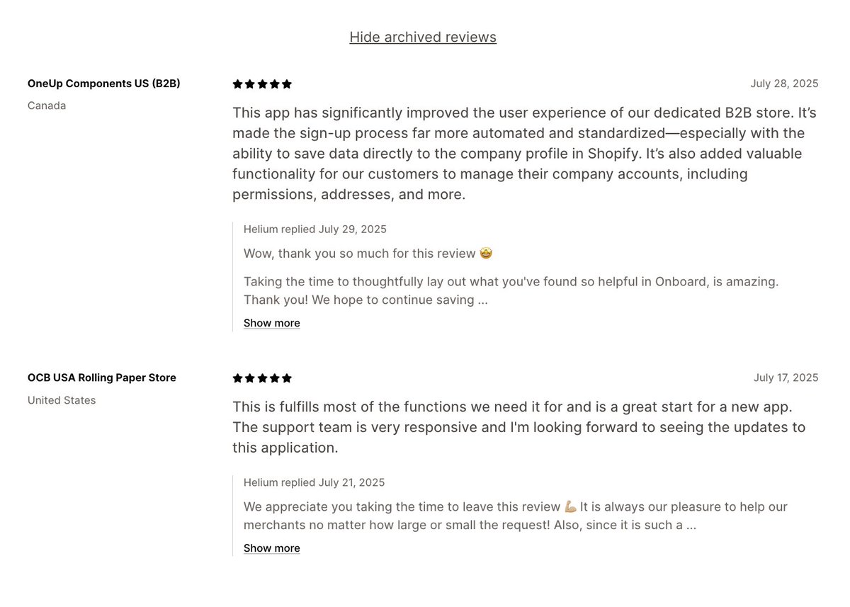 Michael Hall (@kmichaelhall) on Twitter photo Shopify: We find this app review from a merchant who used your app for 1 minute to be reliable and worth sharing with everyone.
Also Shopify: These reviews from Shopify Plus stores who have used your app for months - those reviews are unreliable and will be archived. Shopify: We find this app review from a merchant who used your app for 1 minute to be reliable and worth sharing with everyone.
Also Shopify: These reviews from Shopify Plus stores who have used your app for months - those reviews are unreliable and will be archived.