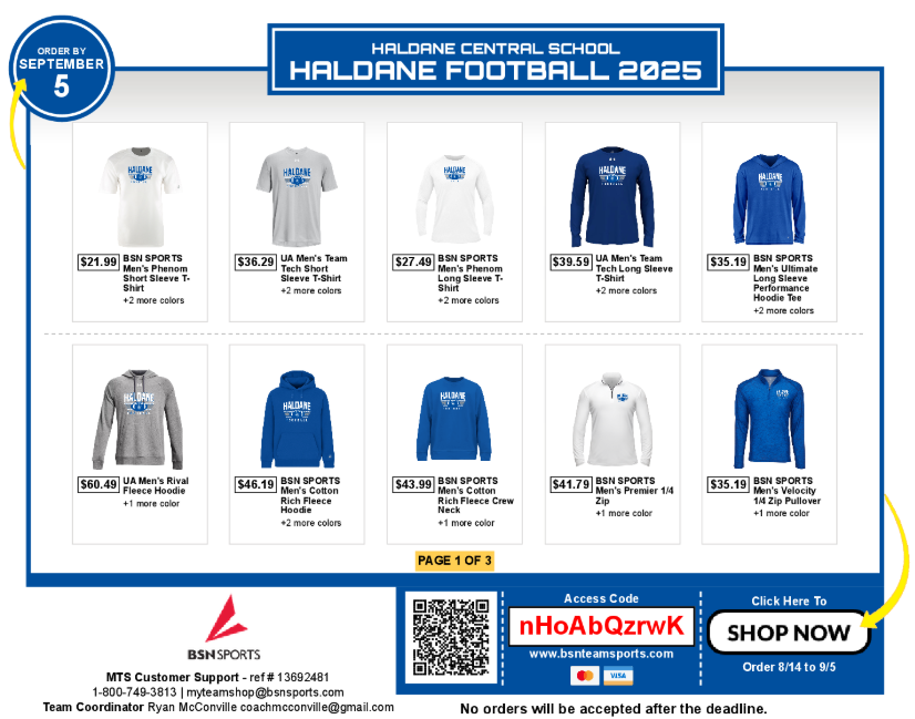 🏈 <a href="/HaldaneFootball/">Coach McConville</a> scores early this season with their <a href="/BSNSPORTS/">BSN SPORTS</a> #SPRINT shop now open! Orders ship to your home in 4–7 days—don’t miss out! bsnteamsports.com/shop/nHoAbQzrwK