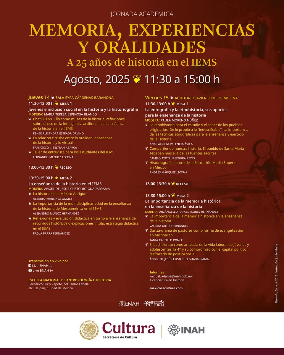 Nos vemos mañana. 
Gracias por la confianza. 
#ENAH 
#IEMS