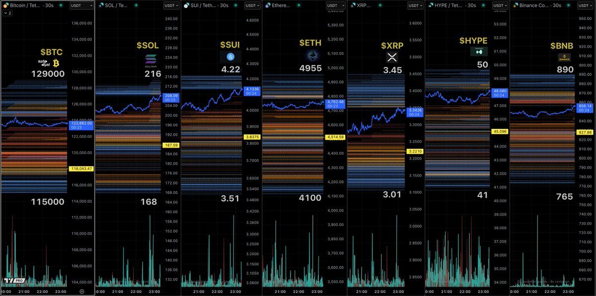 martypartymusic's tweet photo. Once again for the people in the back. This was the Liquidation Level chart 12 hrs ago, look at the yellow lines. Now look at current chart and see where we are now, 12 hrs later.