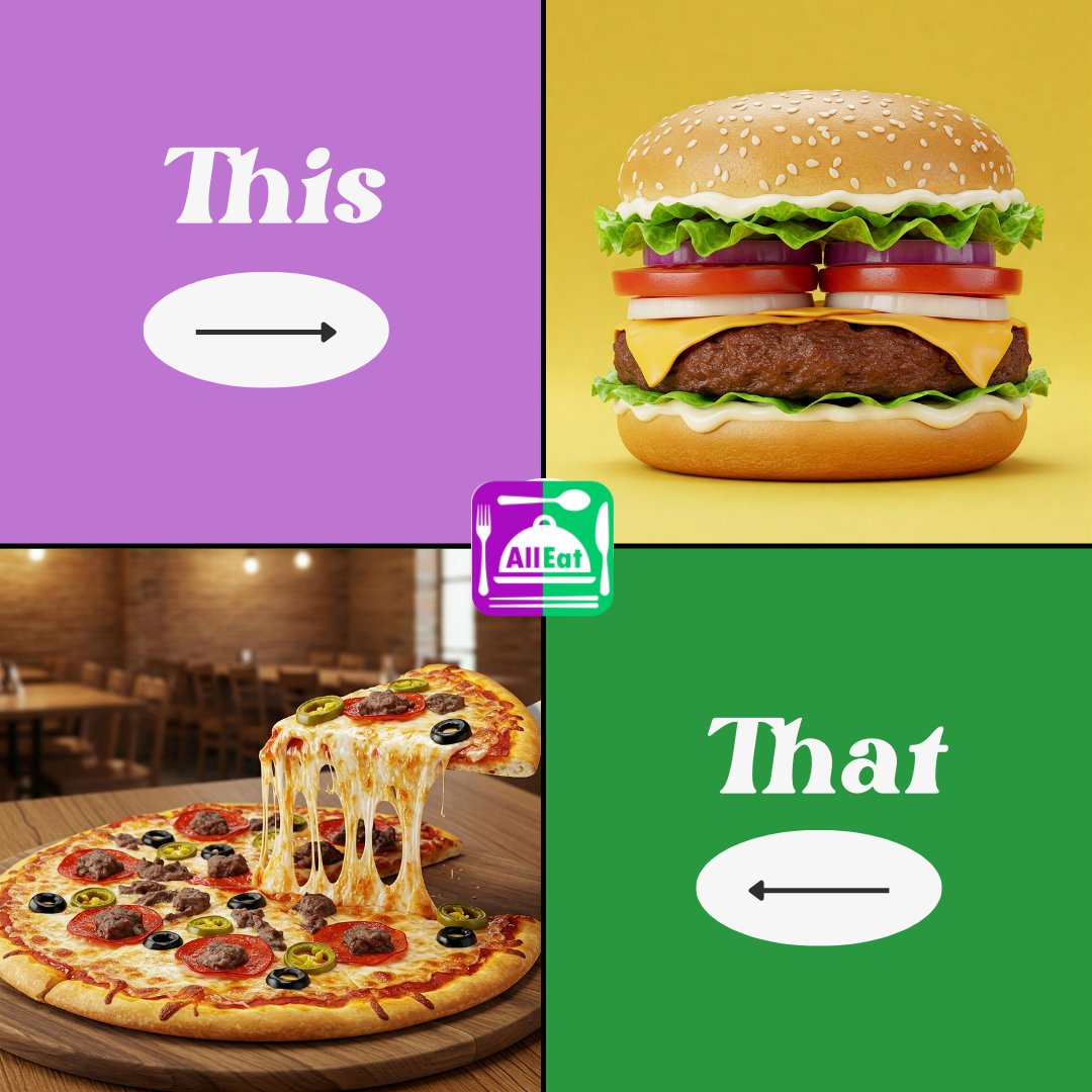 alleat_app's tweet photo. No "This or That" here🍕🍔 On All Eat, you can order BOTH or anything you're craving for! Why choose when you can have it all😋 

#thursdayvibes #alleat #foodies #thursdaymorning #takeaway #restaurants https://t.co/oW4yrQy2sR