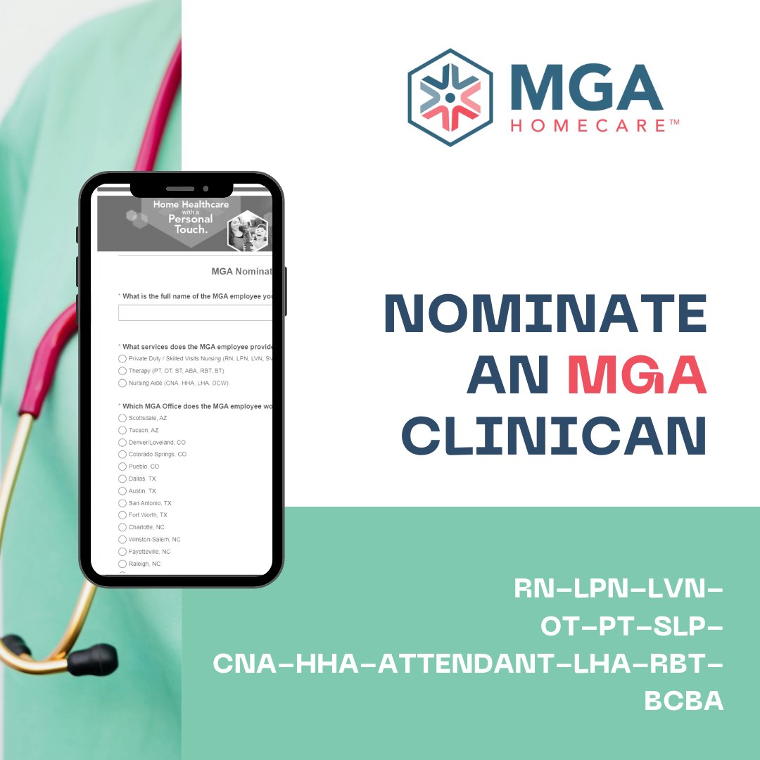 MGAHomeHealth's tweet photo. Nominate a Caregiver Who Makes a Difference!
Do you know a caregiver, nurse, therapist, or team member who goes above and beyond? We want to hear their story! Nominate a caregiver who inspires you and celebrates their dedication. 💙 https://t.co/55bIzwovL7 https://t.co/a6friZyKIz
