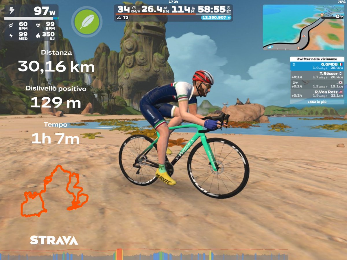 Sono troppo vecchio per andare a pedalare sotto al sole con questo caldo... Meglio con l'aria condizionata #Zwift #bici 🚴‍♂️