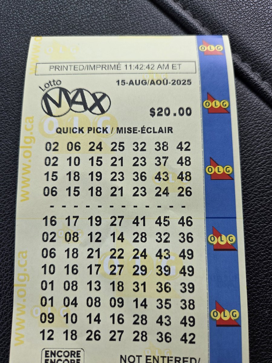John05776018's tweet photo. @OLG_CA why is it every time I get a #quickpick the ma line spits out the same numbers! Sure if the number comes it's ok, but the odds are they won't and I lose every line! Be better @OLG_CA @lottomax 

I sure hope 2, 15, 21, and 24 come!! https://t.co/XdyM7Fi5gP