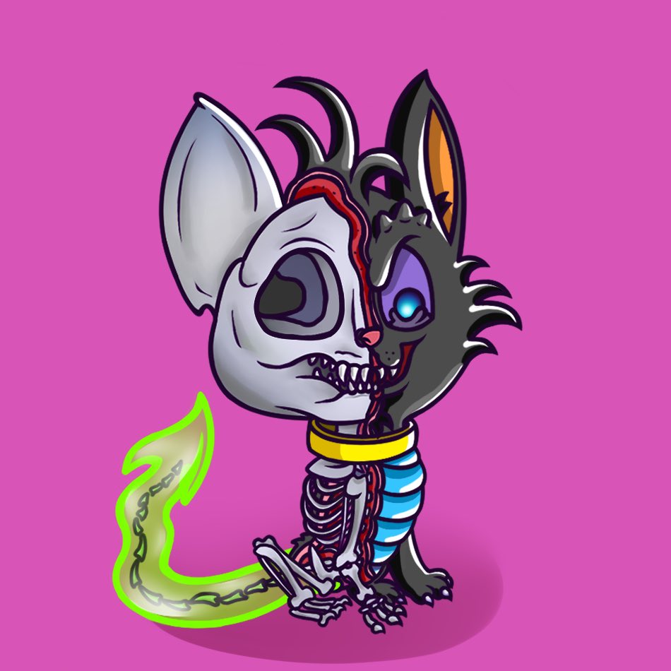 Gafternoon😻

Featuring 

Mutant Meow💚

Purrfect chemical mutation that turned out to be an hybrid creature half kitten half Skelekat☠️🐱

Don’t miss him✨

🔗opensea.io/item/matic/0x3…
