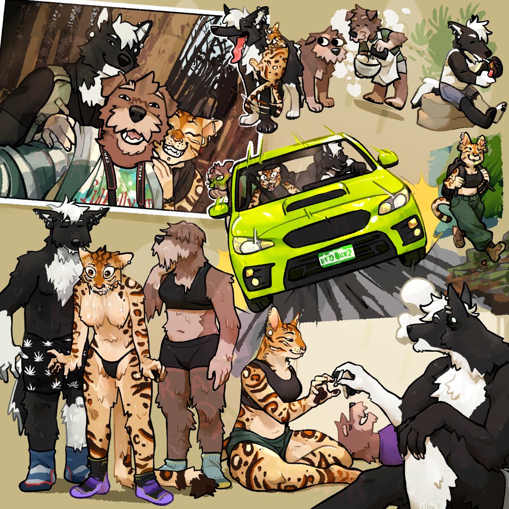 Polycule shenanigans for @emotrashrat🐺🐱🐶