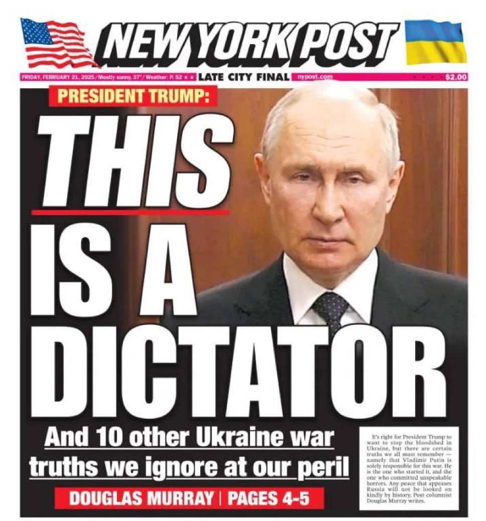 Tendar's tweet image. The New York Post says it how it is.