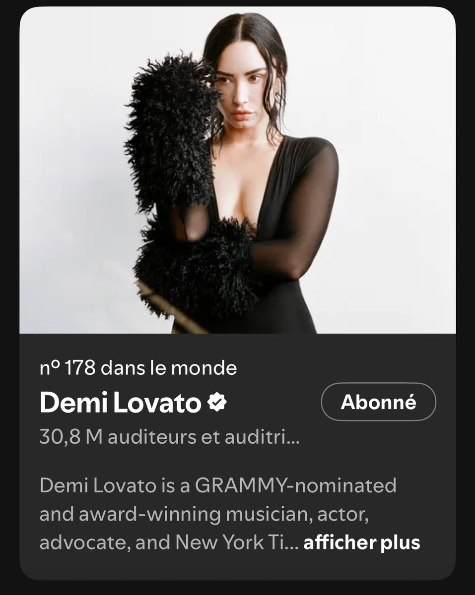 LovatoHub's tweet photo. Demi Lovato is now #178 of top artist listen in the world with 30.8M listeners on Spotify ! https://t.co/FZQSlABO46