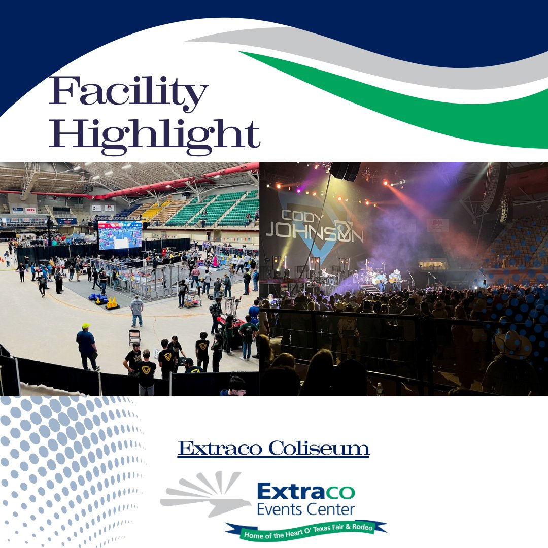 ExtracoEventsCe's tweet photo. Looking to host a big event??
Check out the Extraco Coliseum has one of the largest indoor arenas located in Central Texas. 
Learn more at 🔗 https://t.co/VbiQfUlb2G
#Extracoevents #WacoTx https://t.co/fakQ5zhsiB
