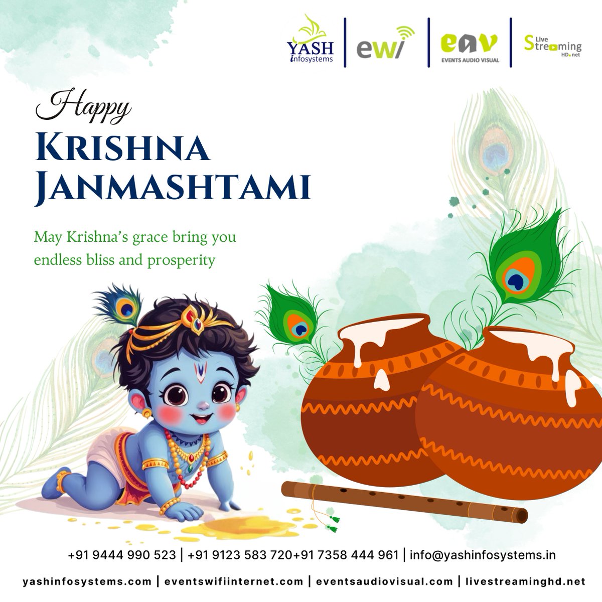 events_wifi's tweet photo. Wishing you a blessed Krishna Jayanthi! May Lord Krishna fill your life with love, joy, and prosperity. Let us celebrate His birth with devotion and happiness

𝐢𝐧𝐟𝐨@𝐲𝐚𝐬𝐡𝐢𝐧𝐟𝐨𝐬𝐲𝐬𝐭𝐞𝐦𝐬.𝐢𝐧 | +𝟗𝟏 𝟗𝟒𝟒𝟒 𝟗𝟗𝟎 𝟓𝟐𝟑 | +𝟗𝟏 𝟗𝟏𝟐𝟑 𝟓𝟖𝟑 𝟕𝟐𝟎 | https://t.co/XkwIbgCffr