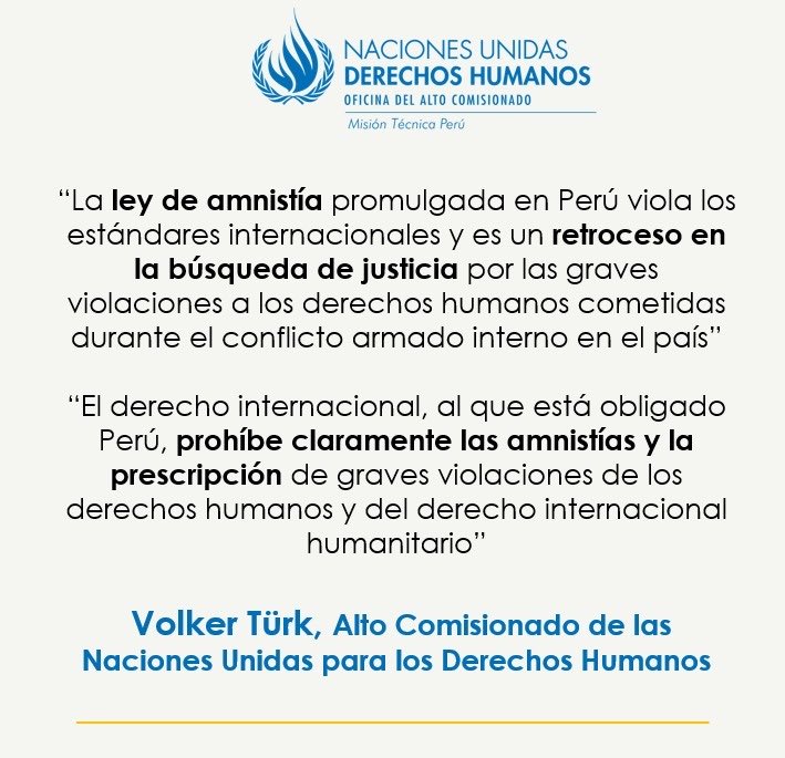 Eliana Villar-Márquez (@elianavillarm) on Twitter photo El Alto Comisionado de Derechos Humanos de Naciones Unidas se pronuncia sobre la infame ley de amnistía aprobada en el Perú <a href="/ONUPeru/">Naciones Unidas Perú</a> <a href="/rmapalacios/">Rosa María Palacios</a> <a href="/larepublica_pe/">La República</a> <a href="/ocram/"> Marco Sifuentes 📗</a> <a href="/DiarioDeCurwen/">V</a> <a href="/CostaGino/">Gino Costa</a> El Alto Comisionado de Derechos Humanos de Naciones Unidas se pronuncia sobre la infame ley de amnistía aprobada en el Perú <a href="/ONUPeru/">Naciones Unidas Perú</a> <a href="/rmapalacios/">Rosa María Palacios</a> <a href="/larepublica_pe/">La República</a> <a href="/ocram/"> Marco Sifuentes 📗</a> <a href="/DiarioDeCurwen/">V</a> <a href="/CostaGino/">Gino Costa</a>