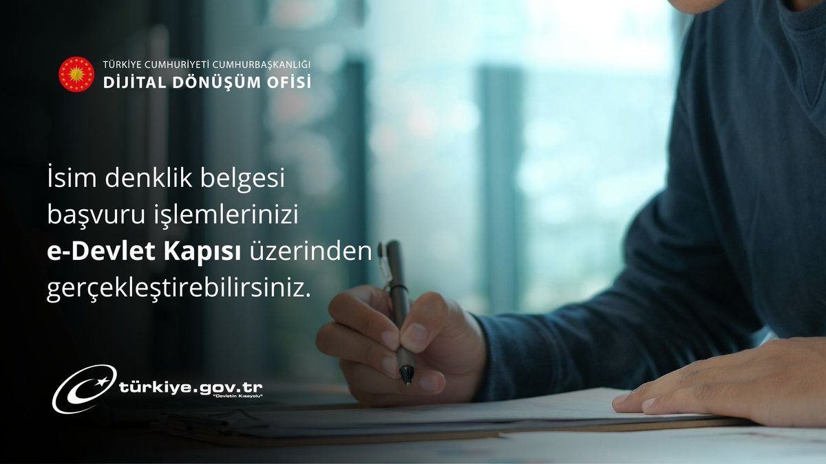 İsim denklik belgesi başvuru işlemlerinizi e-Devlet Kapısı üzerinden gerçekleştirebilirsiniz. #HayatınızınHerAnında <a href="/TCNufus/">Nüfus ve Vatandaşlık İşleri Genel Müdürlüğü</a>
<a href="/itasyapan/">İbrahim Taşyapan</a> <a href="/vali_zorluoglu/">Murat Zorluoğlu</a> <a href="/fth_ayaz/">Fatih AYAZ🇹🇷</a> <a href="/dbakirvalilik/">T.C. Diyarbakır Valiliği</a>
 👉🏻turkiye.gov.tr/nvv-isim-denkl…