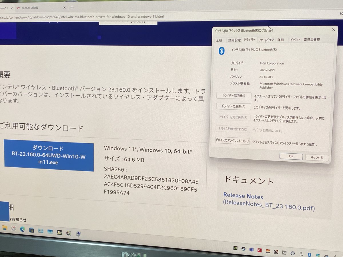 BTドライバをベンダ直DLで最新版にした 23.140.0→23.160.0

というのもWinsowsUpdateから落ちてくるドライバに更新したらBT動かなくなってマウスキーボードが使えなる罠(｀・ω・´)

以前、100%ブルスクになるNICドライバがWinUpに取り込まれてて、あれでPCもうダメだと買い替えたんだよなこの手の勘弁