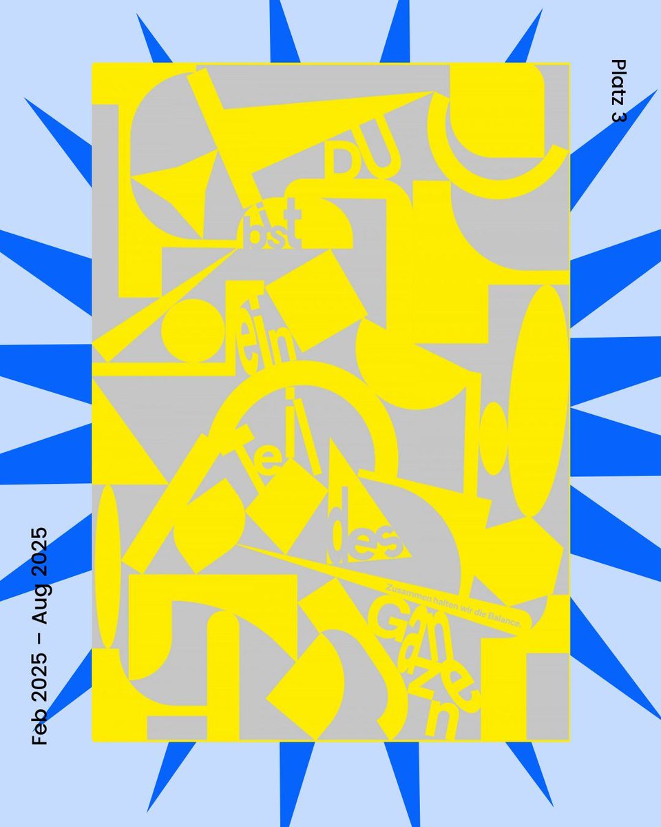 🎉 Glückwunsch an Platz 3: Das Studio Pandan mit »Du bist ein Teil des Ganzen« – erneut auf unserem Treppchen! 🏆
Alle Gewinner*innen (Feb–Jul 2025) ➡️ buff.ly/urZxuyx
💙 Unterstützt uns &amp; demokratische Werte: buff.ly/veHVGkD 

#posterdesign #Demokratie