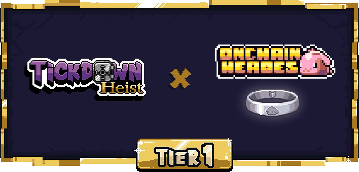 1)  

We are proud to announce a partnership with <a href="/onchainheroes/">Onchain Heroes | Idle RPG</a> ! 

Holders of their Genesis Ring NFT or 'Ringbearers' will be automatically whitelisted for a FREE Tickdown Heist NFT! 🏆