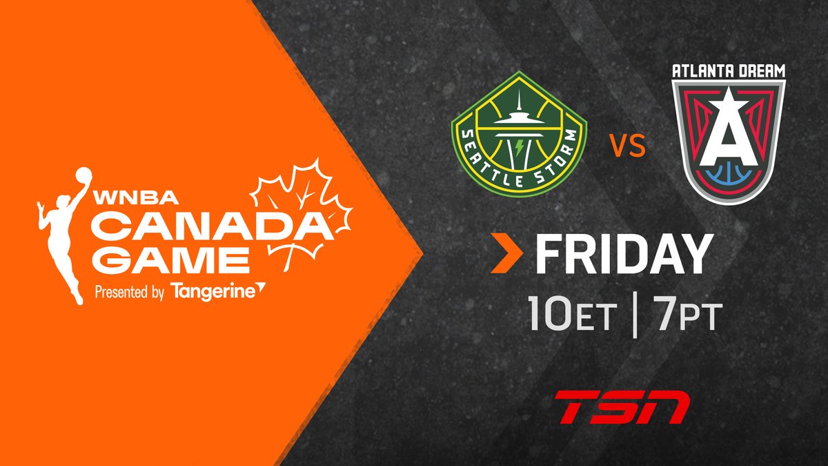 TSN PR (@tsn_pr) on Twitter photo It’s hardcourt history as the <a href="/WNBA/">WNBA</a> plays their first-ever regular season game in 🇨🇦!
Vancouver hosts <a href="/seattlestorm/">Seattle Storm</a> 🆚 <a href="/AtlantaDream/">Atlanta Dream</a> on Aug. 15 at 10 p.m. ET on <a href="/TSN_Sports/">TSN</a>. 🏀
PxP from <a href="/meghanmcpeak/">ᴍᴇɢʜᴀɴ ᴍᴄᴘᴇᴀᴋ</a> & analysis from <a href="/AmyAudibert/">Amy Audibert</a>, with sideline reporting from <a href="/Kayla_Grey/">Kayla Grey</a>. It’s hardcourt history as the <a href="/WNBA/">WNBA</a> plays their first-ever regular season game in 🇨🇦!
Vancouver hosts <a href="/seattlestorm/">Seattle Storm</a> 🆚 <a href="/AtlantaDream/">Atlanta Dream</a> on Aug. 15 at 10 p.m. ET on <a href="/TSN_Sports/">TSN</a>. 🏀
PxP from <a href="/meghanmcpeak/">ᴍᴇɢʜᴀɴ ᴍᴄᴘᴇᴀᴋ</a> & analysis from <a href="/AmyAudibert/">Amy Audibert</a>, with sideline reporting from <a href="/Kayla_Grey/">Kayla Grey</a>.