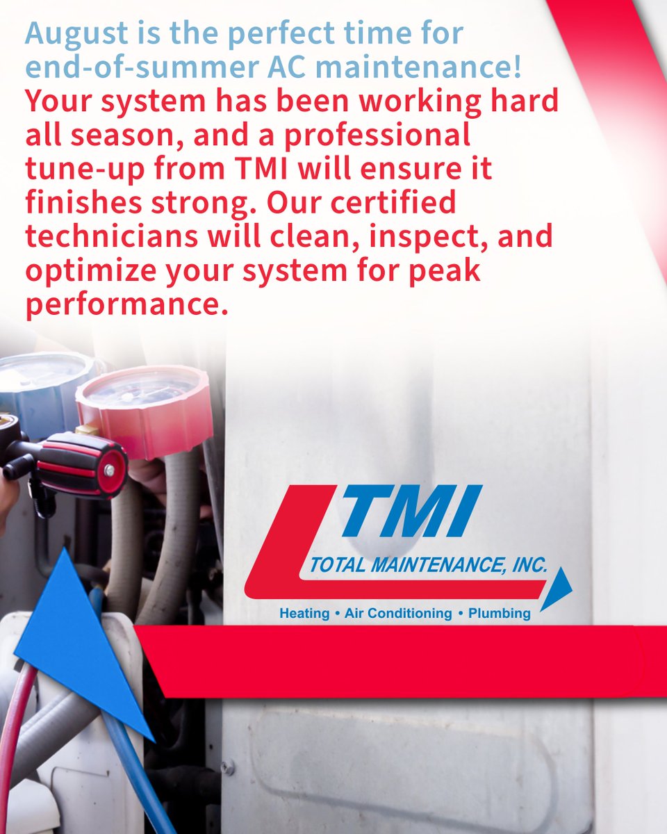 TMI1973's tweet photo. Your AC has been working overtime all summer! 💪 Give it the TLC it deserves with an end-of-summer tune-up from TMI. https://t.co/l36tMUukhU