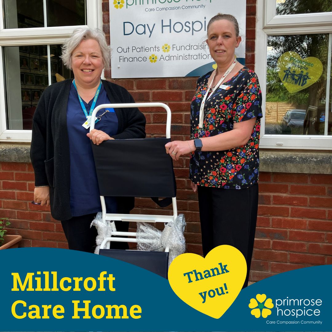 Today we're saying a huge thank you to Millcroft Care Home who recently donated an ambulance chair to Primrose Hospice. 💛 Thank you to Home Manager - Lyndsay Sard and everyone at Millcroft Care Home. 💛