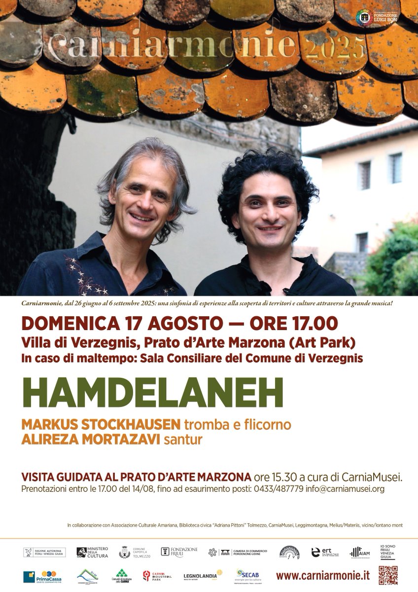 Con piacere condividiamo anche  altri due eventi del festival estivo di <a href="/vicinolontano/">vicino/lontano</a>, che si svolge nei comuni montani del FVG. Una mostra fotografica di Ulderica Da Pozzo e il concerto  "Hamdelaneh" (in persiano “con lo stesso cuore”)  @carniarmone <a href="/Leggi_montagna/">Leggimontagna - Cortomontagna</a> <a href="/FestJRonchi/">Festival Giornalismo Ronchi dei Legionari</a>