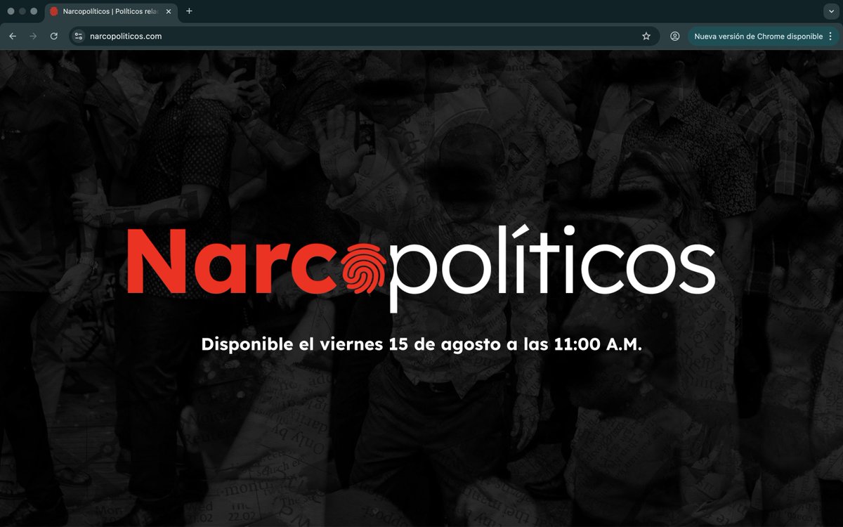 Miguel Alfonso Meza (@miguelmezac) on Twitter photo 🚨 Mañana a las 11:00 empezaremos a exponer a los Narcopolíticos de México.
Con <a href="/LuisKuryaki/">Luis Chaparro</a> y <a href="/oscarbalmen/">Oscar Balmen</a>, daremos a conocer un primer listado. En total, hemos identificado a más de 30 narcopolíticos.
Estén alerta: narcopoliticos.com y <a href="/narcopoliticos_/">Narcopoliticos</a>. 🚨 Mañana a las 11:00 empezaremos a exponer a los Narcopolíticos de México.
Con <a href="/LuisKuryaki/">Luis Chaparro</a> y <a href="/oscarbalmen/">Oscar Balmen</a>, daremos a conocer un primer listado. En total, hemos identificado a más de 30 narcopolíticos.
Estén alerta: narcopoliticos.com y <a href="/narcopoliticos_/">Narcopoliticos</a>.