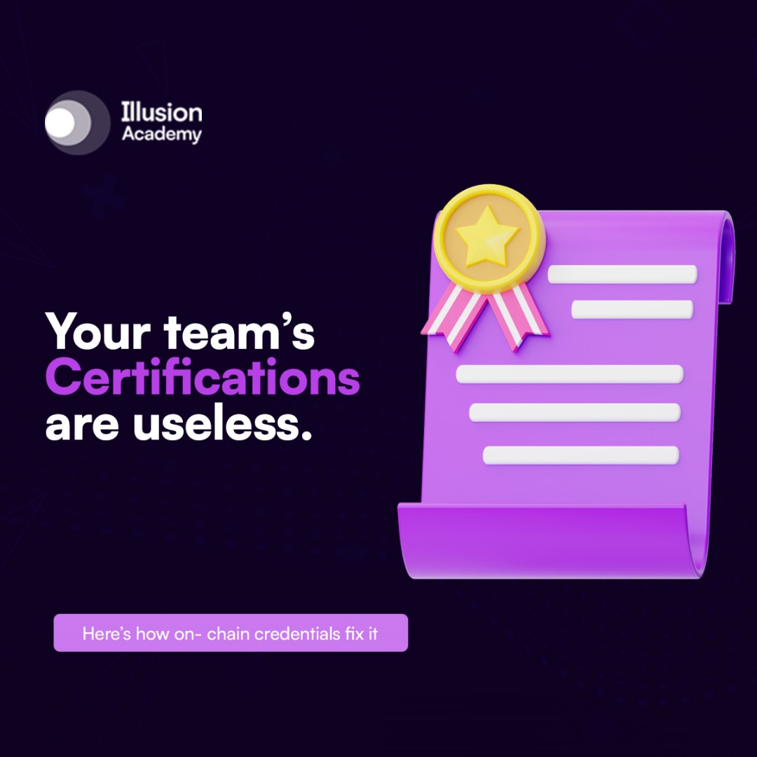 AcademyIllusion's tweet photo. Do you want your certifications to speak for themselves?

With Illusion Academy, you can create courses and issue on-chain credentials that are instantly verifiable, impossible to fake, and built for the future.

Here's an article to help you understand more👇 https://t.co/0X8XMblsai