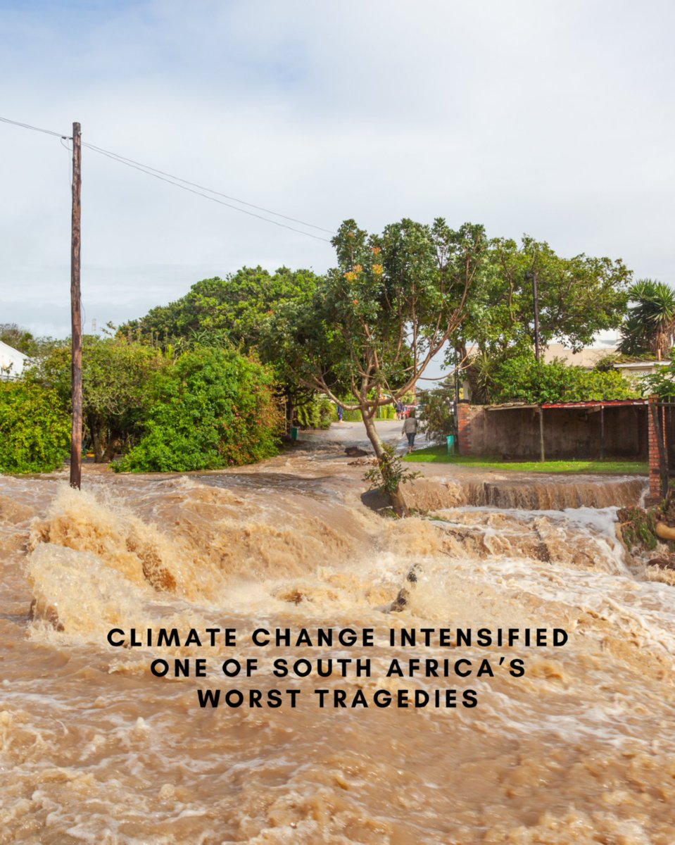 🌍 In April 2022, a storm in KwaZulu-Natal, South Africa, killed 544 and left thousands homeless.
🔹 Rainfall was up to 107% more intense due to climate change (Communications Earth &amp; Environment).
⚠️ Without global warming, it wouldn’t have happened.

📚 bit.ly/457aq8R