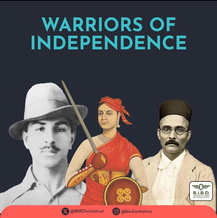 Our #Freedom did not come easy. From the sacrifices of warriors of the 1857 War of Independence to bravehearts like Bhagat Singh, from Rani Laxmibai to Savarkar — it was forged in blood and toil. We honor all who gave us a free, independent India. Jai Hind! 🇮🇳🫡 
<a href="/BIRDInitiative1/">B.I.R.D.</a>