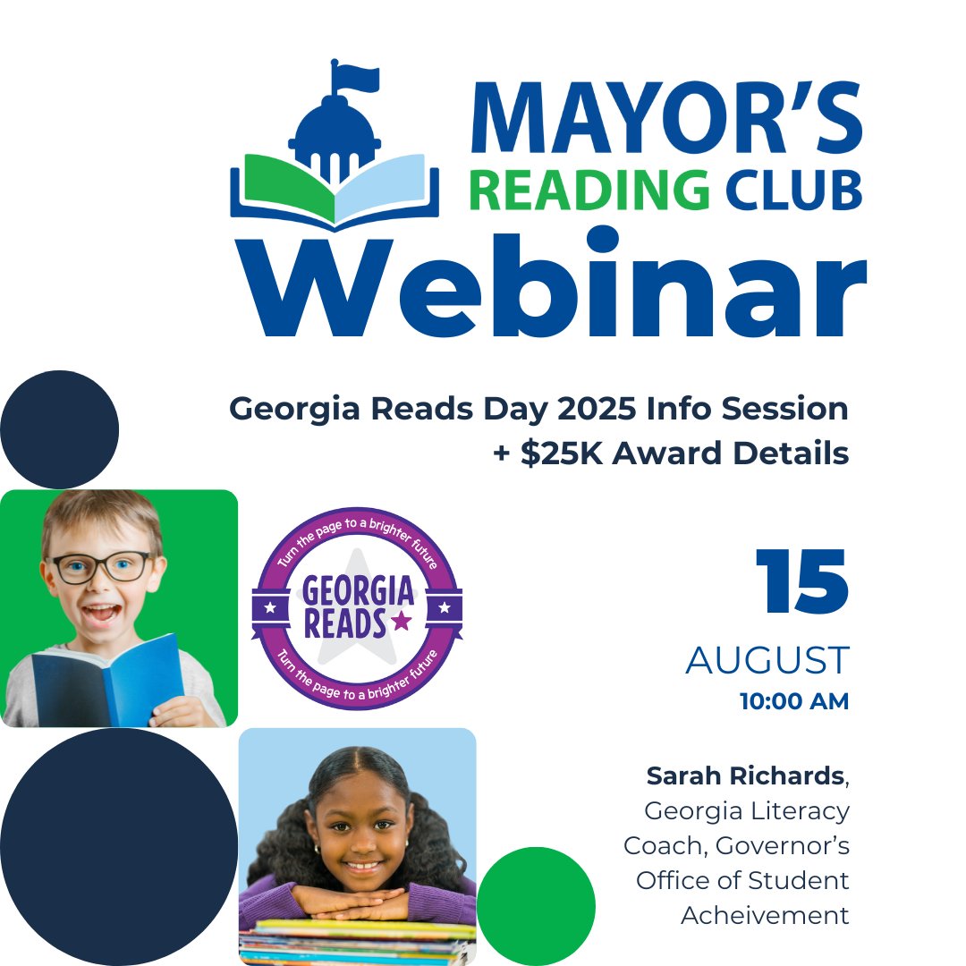 Georgia Cities (@gacities) on Twitter photo Literacy champions--mark your calendars! Join <a href="/GeorgiaForward/">GeorgiaForward</a>'s free webinar on Aug 15 @ 10AM EDT to prep for <a href="/GA_Reads/">GeorgiaReads</a> Day (Sept 22). Learn how to plan events, partner with schools, and apply for Georgia Reads Community title & $25K award. Open to all--register at Literacy champions--mark your calendars! Join <a href="/GeorgiaForward/">GeorgiaForward</a>'s free webinar on Aug 15 @ 10AM EDT to prep for <a href="/GA_Reads/">GeorgiaReads</a> Day (Sept 22). Learn how to plan events, partner with schools, and apply for Georgia Reads Community title & $25K award. Open to all--register at