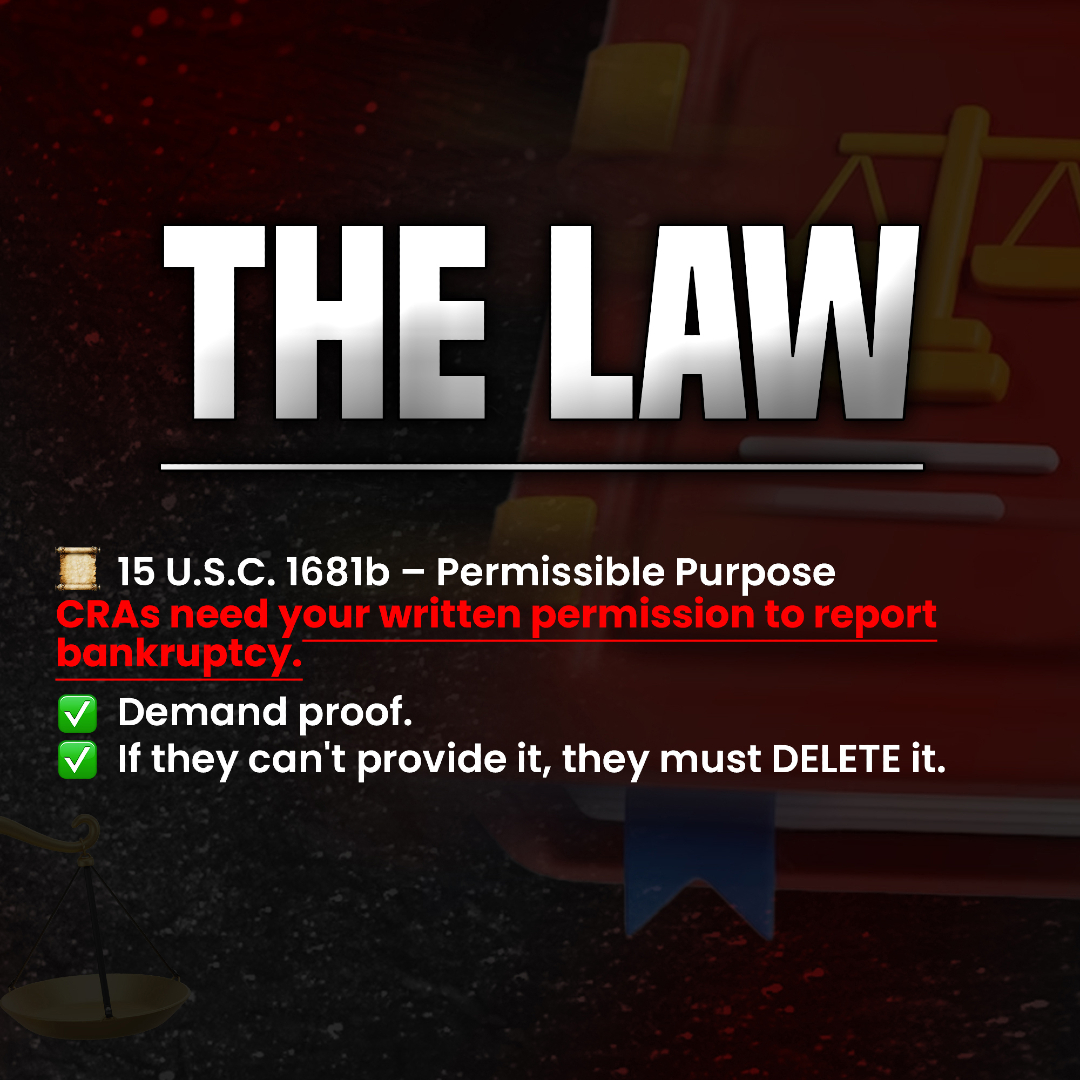DaraineD's tweet image. Ask for proof. If they can’t provide it — that bankruptcy must be deleted. 📜💥
Know your rights. Use your rights.

📲 Text CHALLENGE or LAWS to 917-993-5238.

#ConsumerLaw #CreditRepairTips #CreditScoreBoost