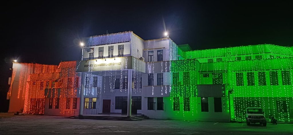 Deputy Commissioner Reasi (@dmreasi) on Twitter photo 🇮🇳 Reasi in the Colours of Freedom 🇮🇳
The DC Office Complex #Reasi illuminated in the majestic hues of the Tricolour, echoing the spirit of sacrifice, unity & patriotism this #IndependenceDay2025.
#HarGharTiranga <a href="/diprjk/">Information & PR, J&K</a> 🇮🇳 Reasi in the Colours of Freedom 🇮🇳
The DC Office Complex #Reasi illuminated in the majestic hues of the Tricolour, echoing the spirit of sacrifice, unity & patriotism this #IndependenceDay2025.
#HarGharTiranga <a href="/diprjk/">Information & PR, J&K</a>