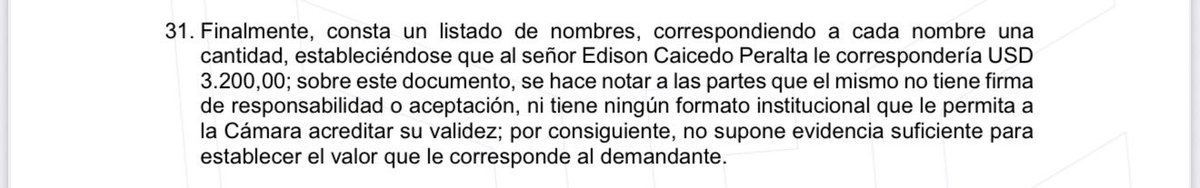 marinoholguin's tweet photo. Aclaración: la cámara resolvió declarar sin lugar los premios que se demandaron @elnacionalec adjunto el considerando del fallo que se usó para negar este reclamo de premios https://t.co/MYfbYPu9Ki