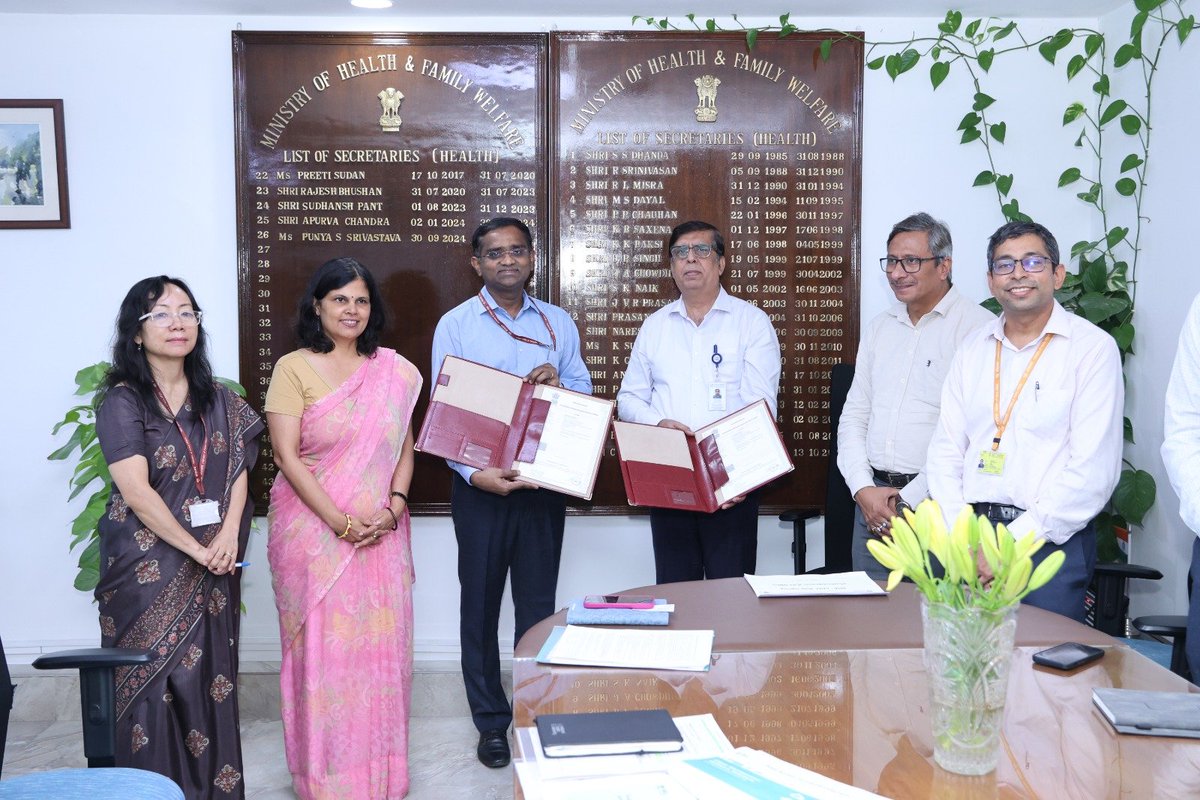 The National Health Authority (NHA) and the Centre for Development of Advanced Computing (C-DAC) have signed a MoU to roll out e-Sushrut@Clinic. 

The MoU was signed in the presence of Union Health Secretary Punya Salila Srivastava. 

<a href="/AyushmanNHA/">National Health Authority (NHA)</a> <a href="/cdacindia/">C-DAC India</a>