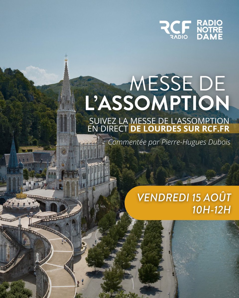 🔎 L'Assomption, fêtée le 15 août, est l'une des fêtes mariales et commémore la montée de la Vierge Marie au Royaume de Dieu.
🔴 A cette occasion, nous bouleversons nos programmes pour vous faire vivre la messe du de l'Assomption en direct de Lourdes.