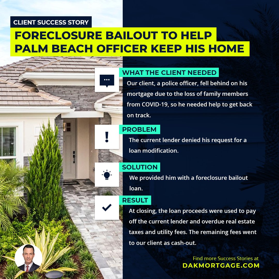 We helped our client save his property from foreclosure.  A foreclosure bailout loan is a niche lending program that we specialize in.  Contact us to learn more.

#success #casestudy #foreclosurebailout