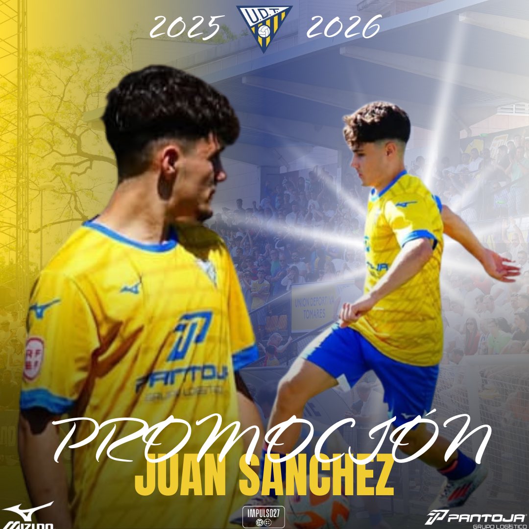 UD_Tomares's tweet photo. ✍🏼 𝐏𝐑𝐎𝐌𝐎𝐂𝐈Ó𝐍 | 𝐉𝐮𝐚𝐧 𝐒𝐚𝐧𝐜𝐡𝐞𝐳 

El mediocentro se convierte en jugador del primer equipo de la UD Tomares.🤩

Tras jugar la temporada pasada en nuestro Juvenil A, Juan promociona al primer equipo. 

👋🏼 ¡Enhorabuena Juan! 💛

#JuanSanchez   
#AquiEstamosOtraVez https://t.co/l4o0qMS828
